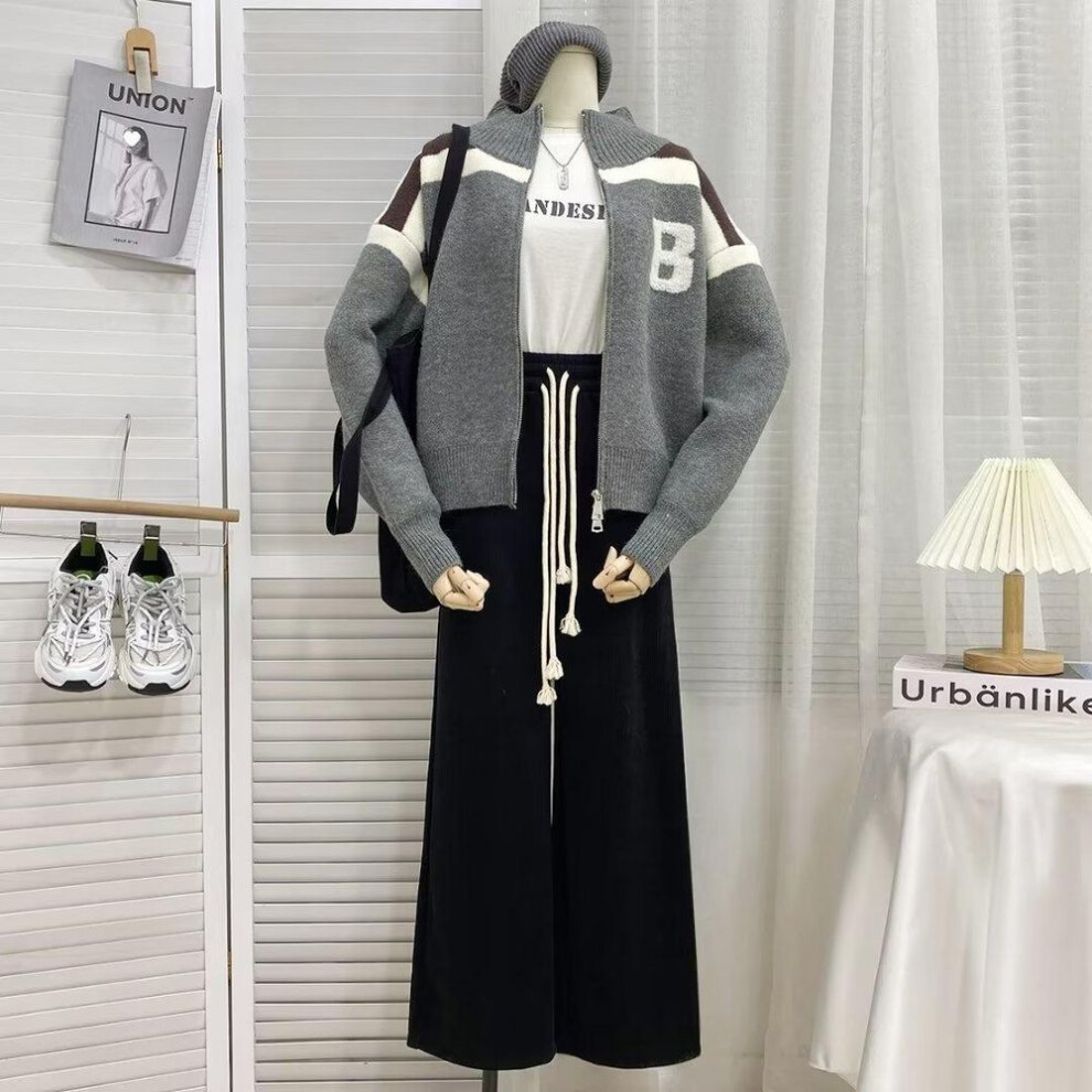 (gray, L) "2024 Men's Autumn Knitted Half-Turtleneck Cardigan - Trendy, Versatile, and Stylish