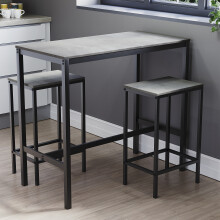 (Concrete Grey) Roslyn 2 Seater Home Dining Bar & Stool Table Set