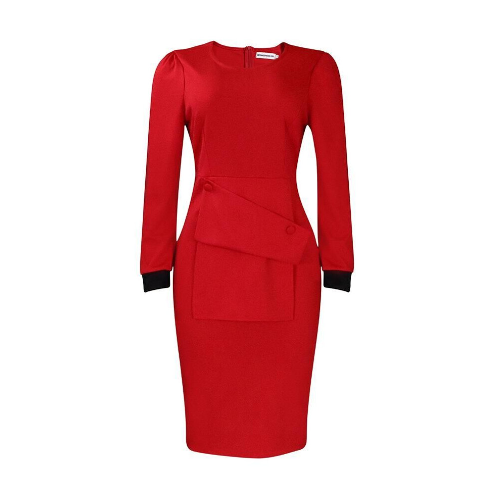 (red, XXXL) D388 European & American Women's Fashion Temperament Pencil Skirt - Ol African Style Dress