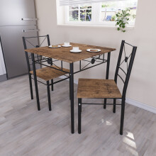 (Dark Wood) Roslyn 2 Seater Wood Metal Home Kitchen Dining Set