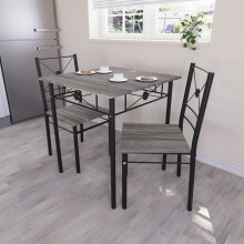 (Grey) Roslyn 2 Seater Wood Metal Home Kitchen Dining Set
