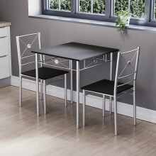 (Black) Roslyn 2 Seater Wood Metal Home Kitchen Dining Set