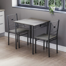 (Concrete Grey) Roslyn 2 Seater Wood Metal Home Kitchen Dining Set