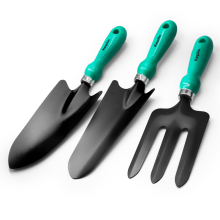 Keplin - 3pc Garden Tool Set - Carbon Steel Blades & PP Handles - Includes Trowel, Transplanting Trowel & Fork - Durable & Weatherproof