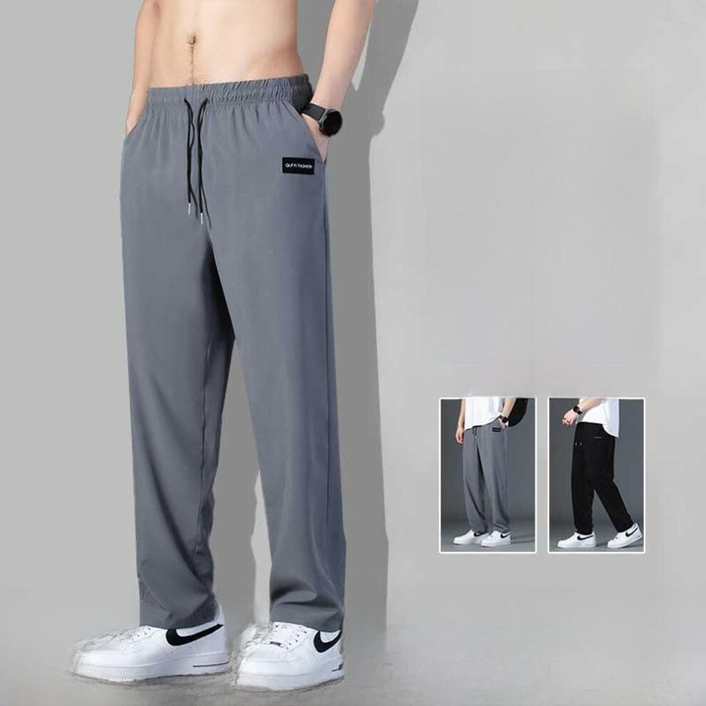 (dark gray, L) 2024 Men's Summer Trendy Loose-fit Wide-leg Trousers