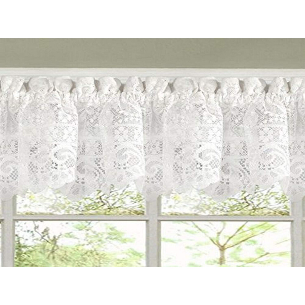 Rideau de cuisine en dentelle    paisse     motif floral de style ancien Sweet Home Collection, Hopewell White