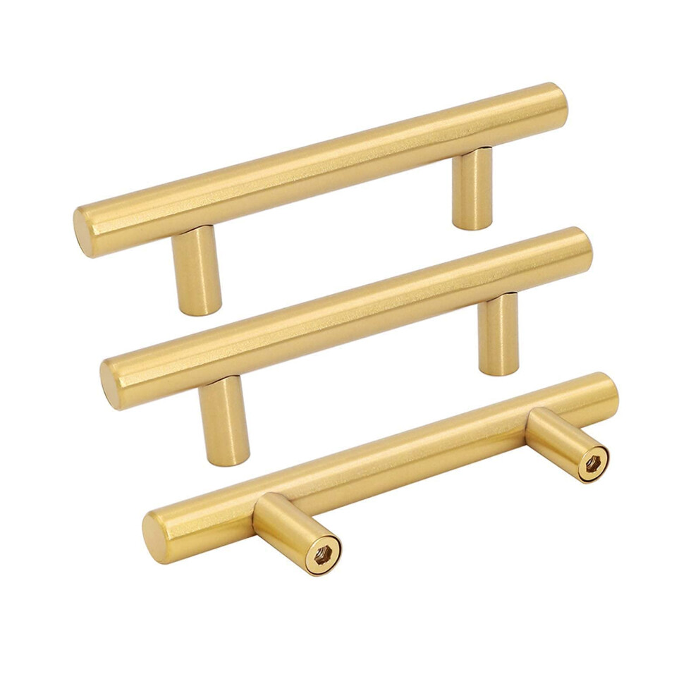 goldenwarm 15 Pack Gold Cabinet Pulls Gold Kitchen Cabinet Handles Drawer Handles 76mm Furniture Door Hardware - LS201GD76 Brushed Brass Dresser Handl-image-OPC-PFSMWFK-NEW