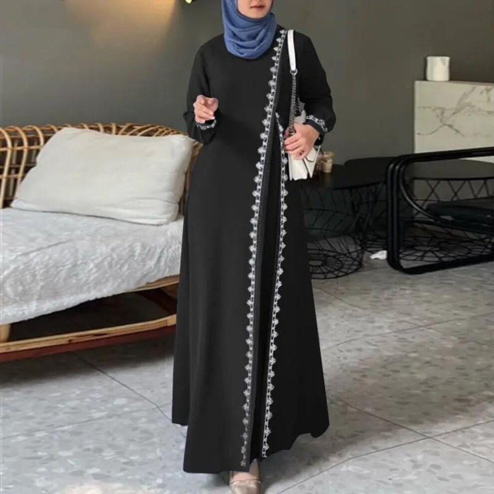 (black, S) H726# Women's Long-sleeved Lace Robe Dress – Stylish Spring Fashion For Casual Wear
