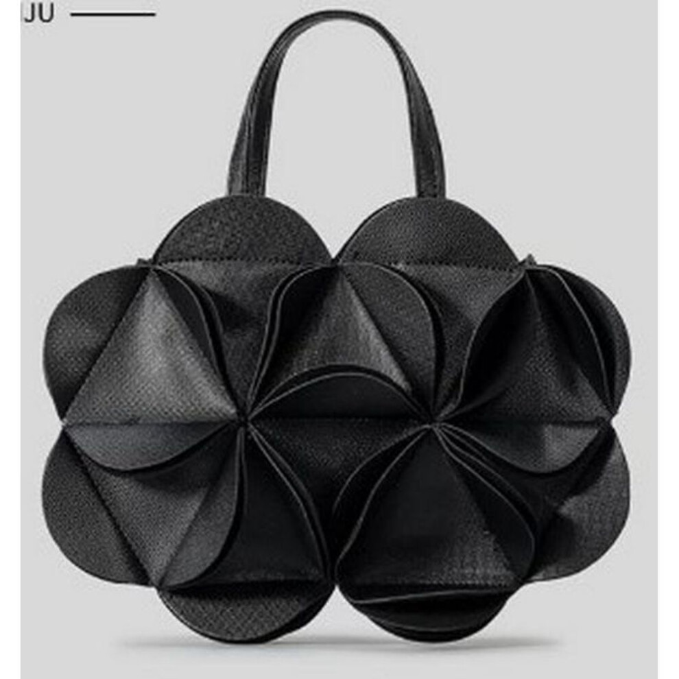 (black) Niche 3D Floral Handbag: Premium PU Shoulder & Messenger Tote for Women