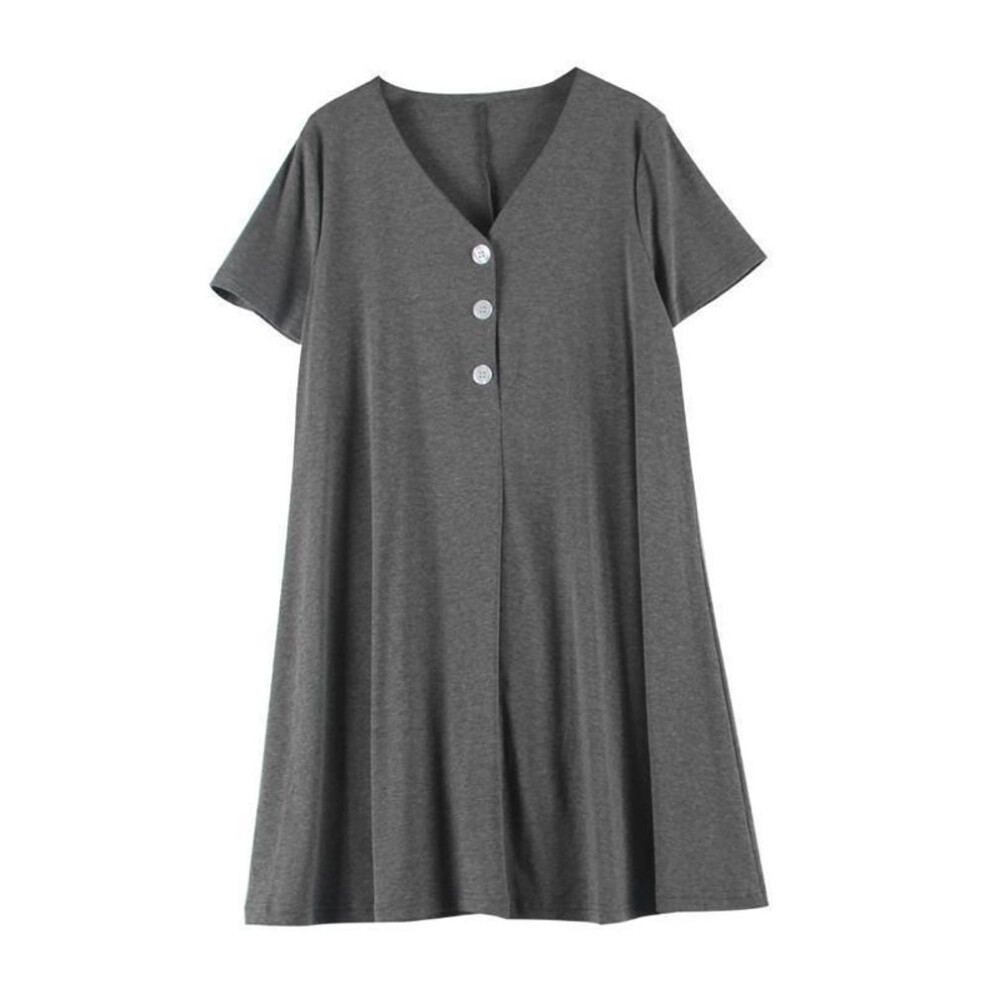(gray, XXXL) 2023 Summer Casual Maternity And Nursing Dress - Solid Color, Loose Fit, Large Size, Korean Style, Mid-length Skirt