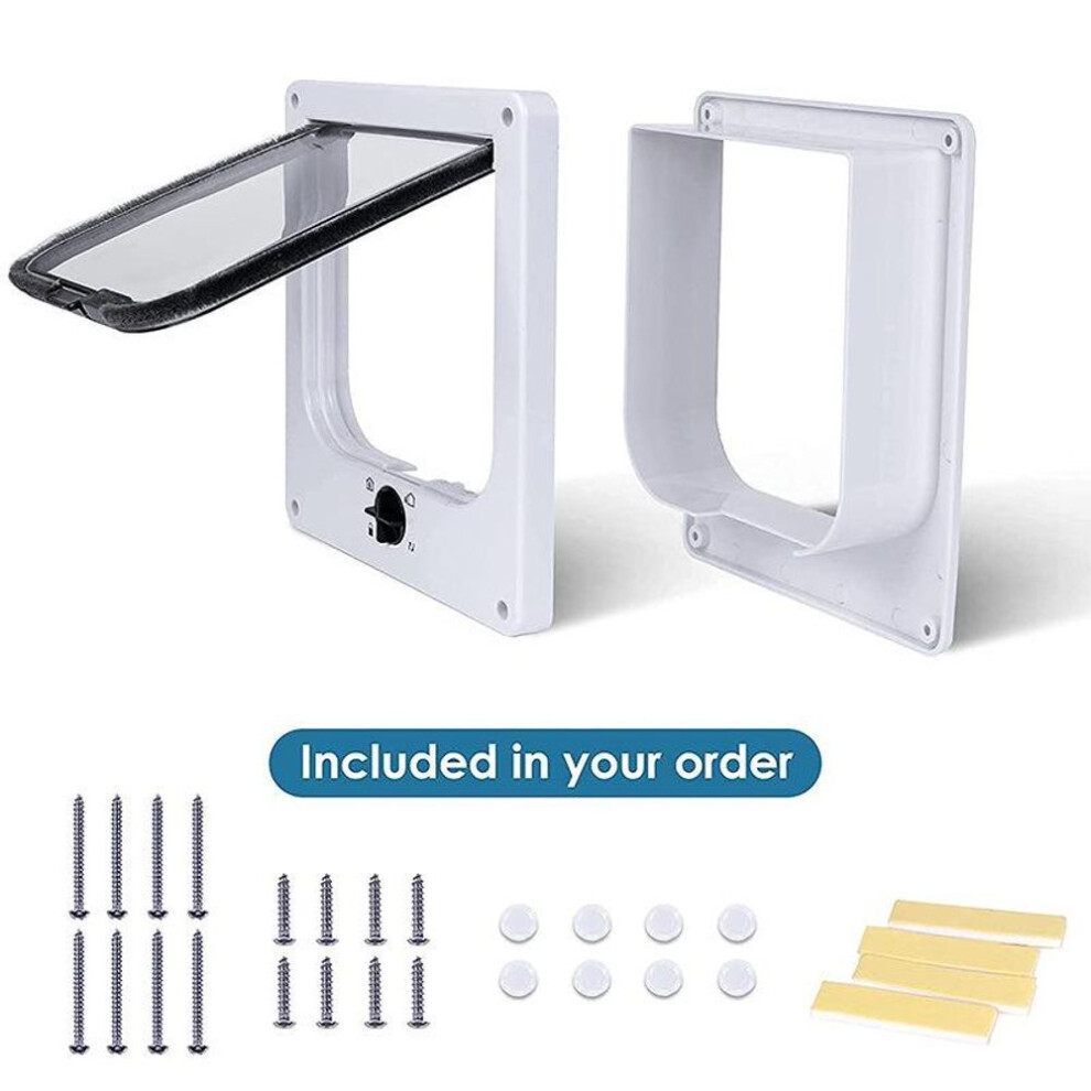 (white, Large) "cat Door With Rotary Switch: Control Entry & Exit For Pet Kennels