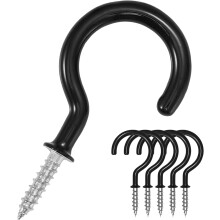 Zuvo 16PCS Metal Ceiling Hooks 2.9 Inch - Cup Hooks Screw in Hooks Plastic Coated Ceiling Hooks Vinyl Utility Hooks for Wood