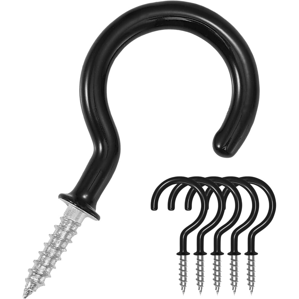 Zuvo 16Pcs Metal Ceiling Hooks 2.9 Inch - Cup Hooks Screw In Hooks Plastic Coated Ceiling Hooks Vinyl Utility Hooks For Wood 5056795101274