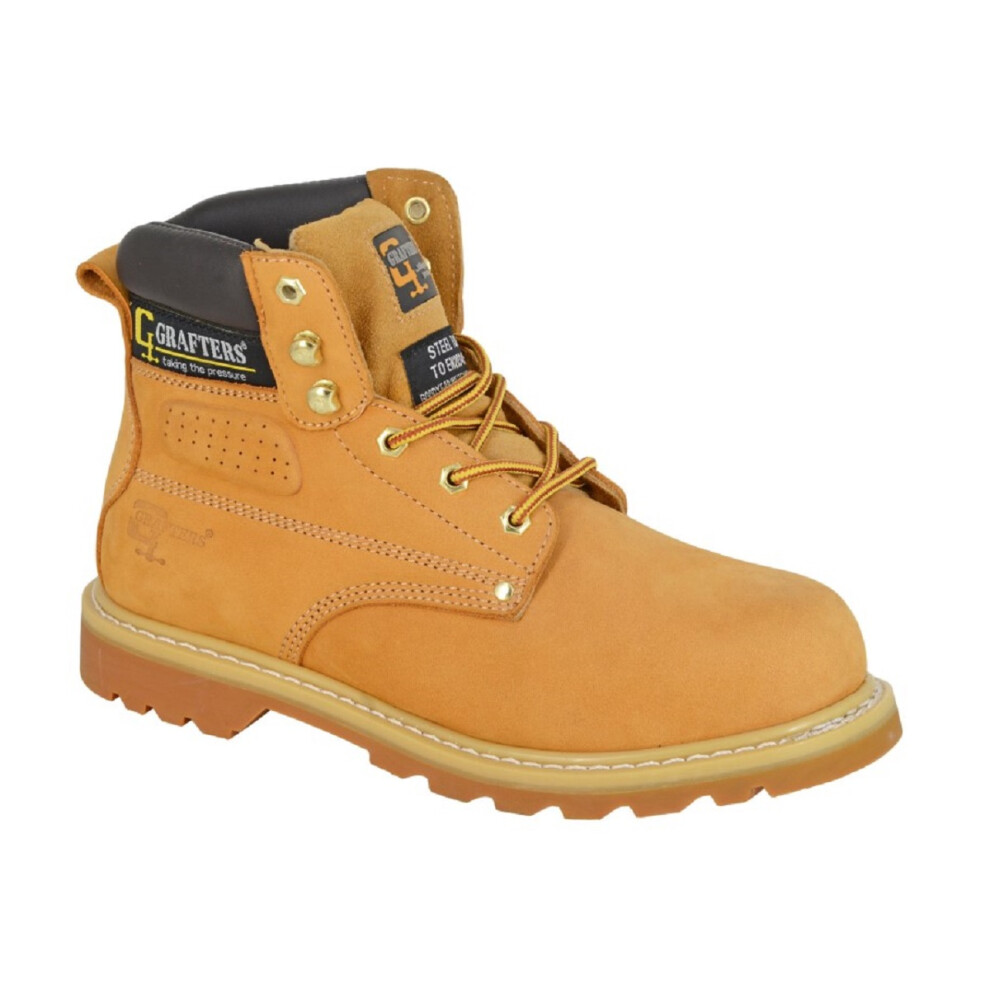 (Uk Size 6, Honey Nubuck) Grafters M538 Men's Leather Safety Toe Cap & Steel Midsole Work Safety Boots 5050703659666