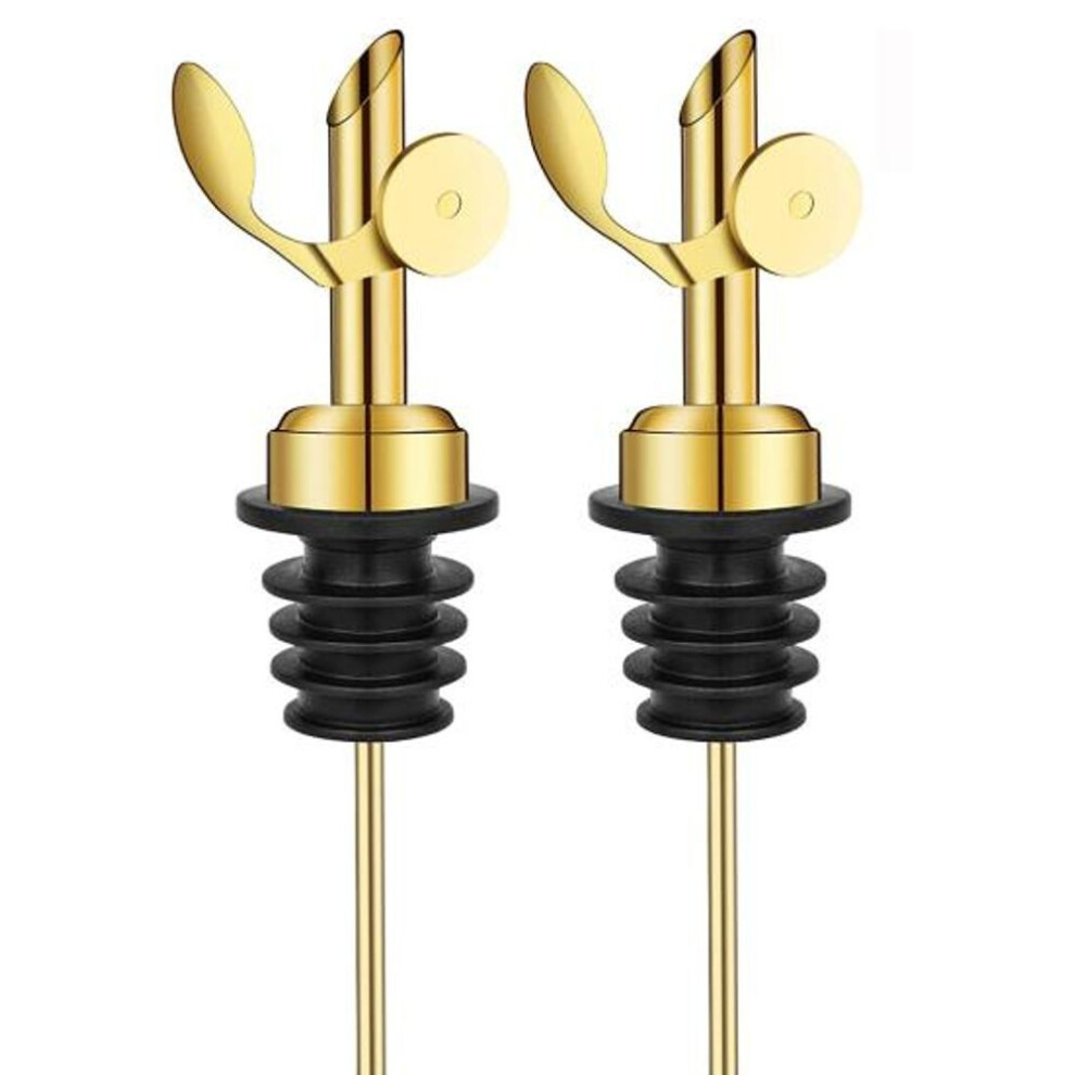(golden, 2pcs) 2pcs Sealed Rubber Oil Pour Spout Leak-proof Food Grade Auto Flip Vinegar Bottle Dispenser Spout Kitchen Tools