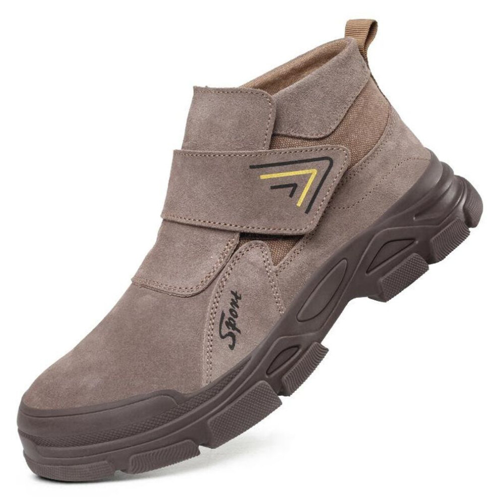 (brown, 41) Labor Protection Shoes Men&apos;s Anti-smashing Anti-stabbing Cowhide Welder Shoes Electric Welding Shoes High Temperature Resistant Rubber Sole Work