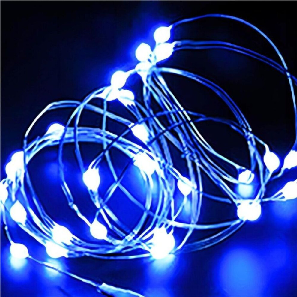 (blue, 20M-By USB) Usb Led String Lights Copper Silver Wire Garland Light Waterproof Led Fairy Lights For Christmas Wedding Party Decoration