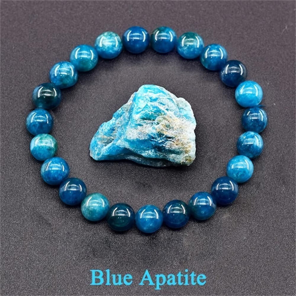 (as the picture) Natural Blue Apatite Beaded Bracelet,unisex Gemstone Jewelry, Crystal Healing & Meditation Accessory, Boss Day & Employee Appreciation Gift