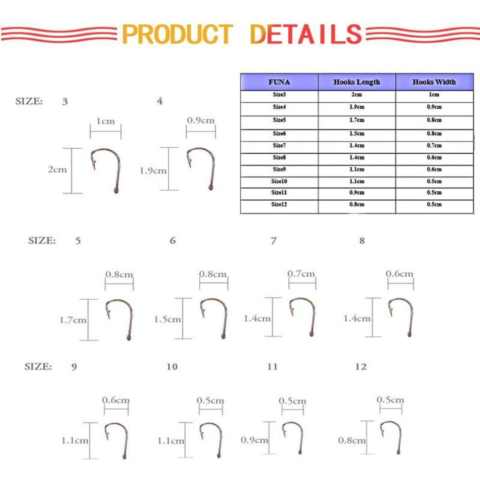 (11-package) Fish King 50pcs / Lot Funa Size3-size12 Mustad Fishing Anzol Barbed Hook Hooks Hooks Fishing Tackle
