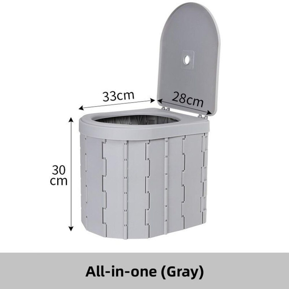 (grey, All-in-one) Portable Folding Toilet for Car