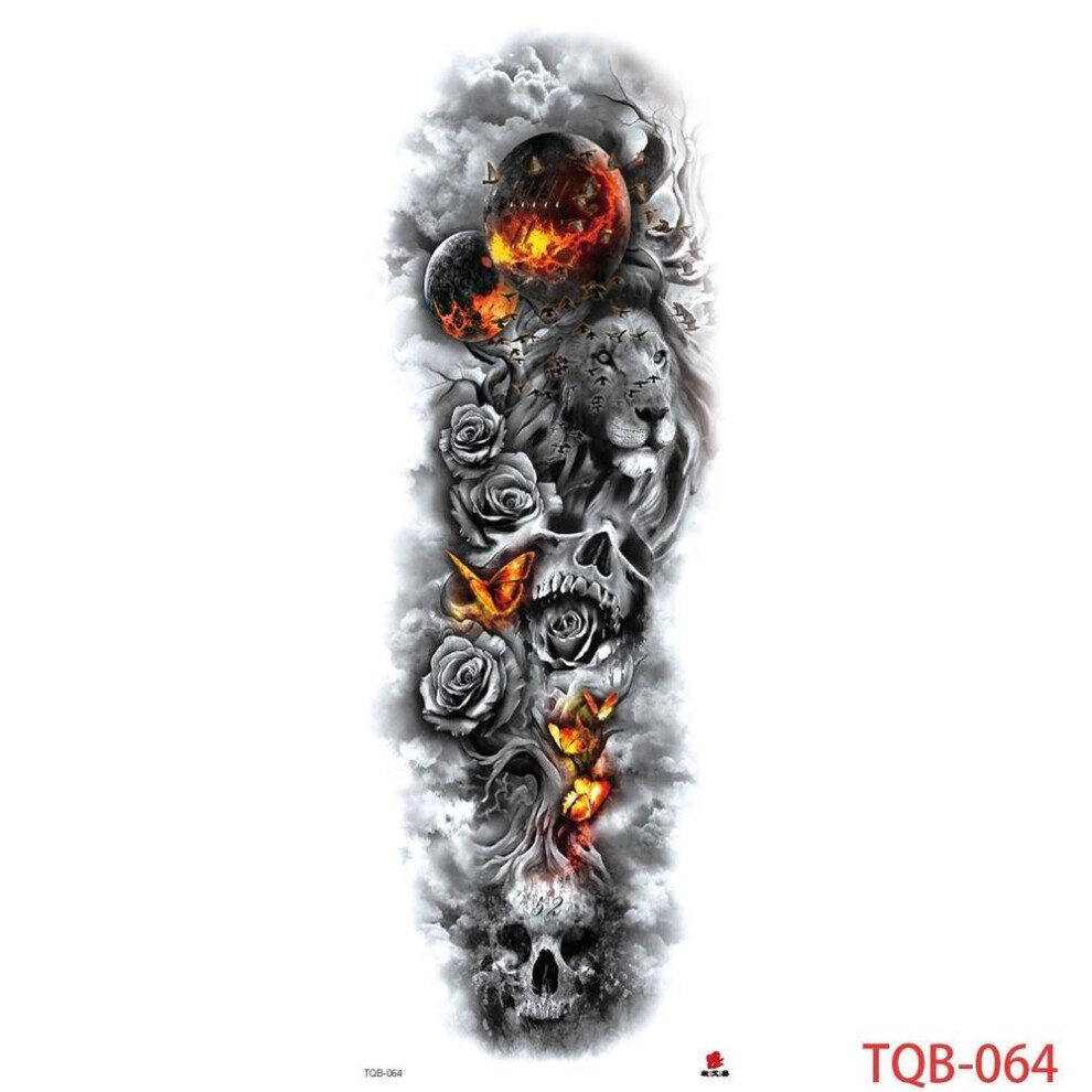 (TQB-064) 1 Pc 480*170mm Large Temporary Tattoos Sleeve For Men Women Full Arm Selleve Tattoos Temporary Realistic Fake Wolf Tiger Lion Tattoo