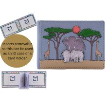 Mala Safari Elephant & Giraffe Scene RFID Card ID Holder, Leather, 10 x 7 x 1 cm, Savanna
