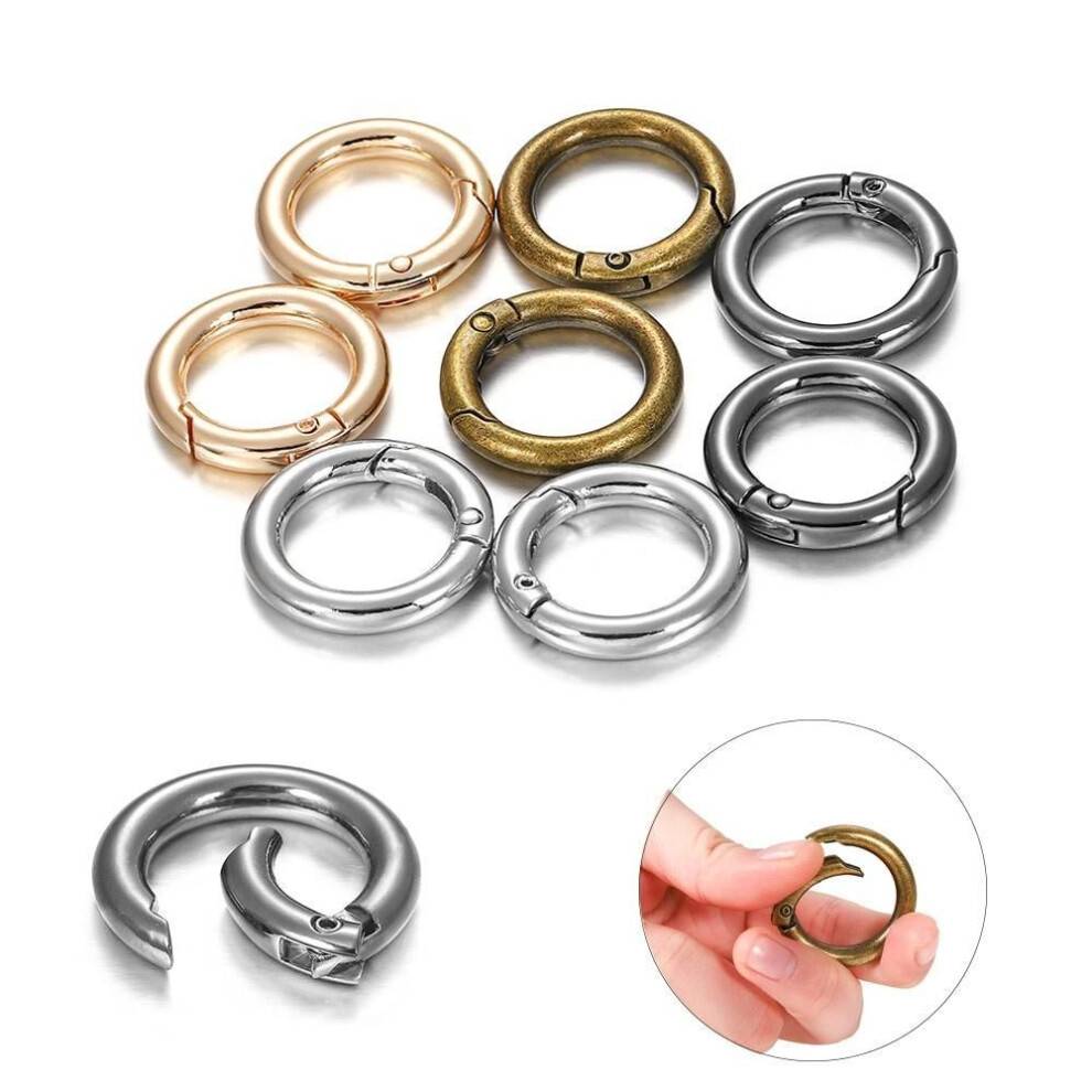 (bronze, 35mm-5pcs) 5pcs/lot Metal O Ring Spring Clasps Openable Round Carabiner Keychain Bag Clips Hook Dog Chain Buckles Connector For Diy Jewelry