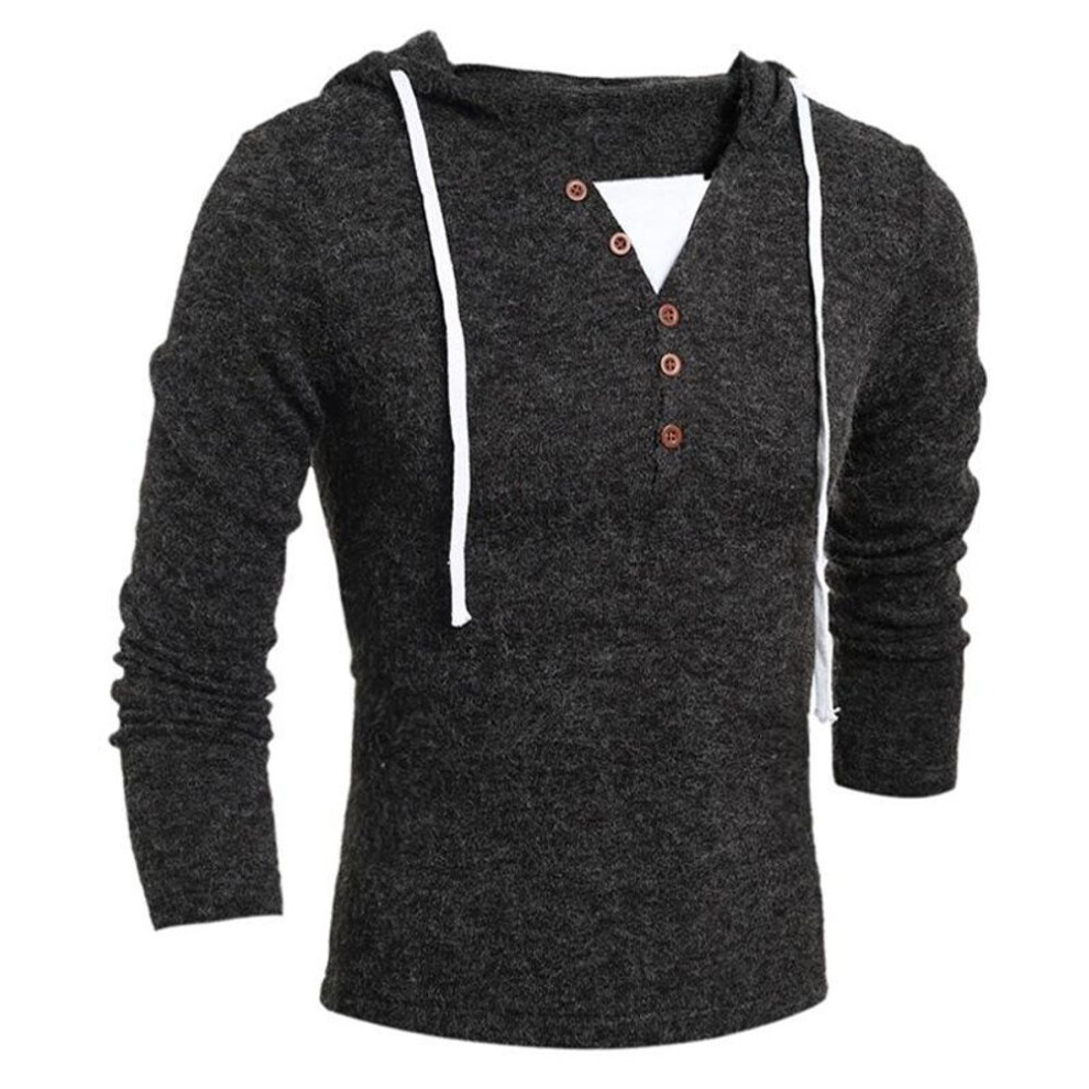 (black, S) Mens Hooded Knit Sweater Coat Men Clothes Slim Fit Pullovers Sweater