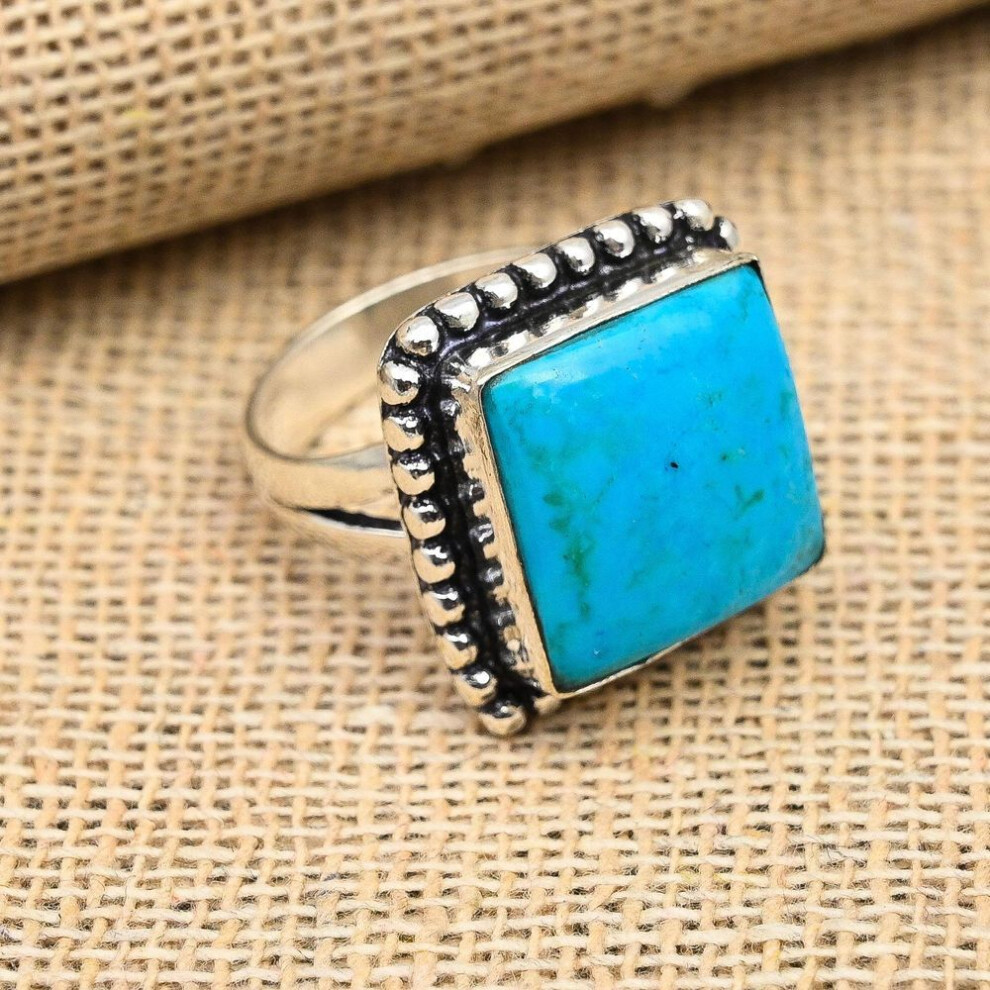 (blue, 5) Sleeping Beauty Turquoise Gemstone Handmade Jewelry 925 Sterling Silver Ring