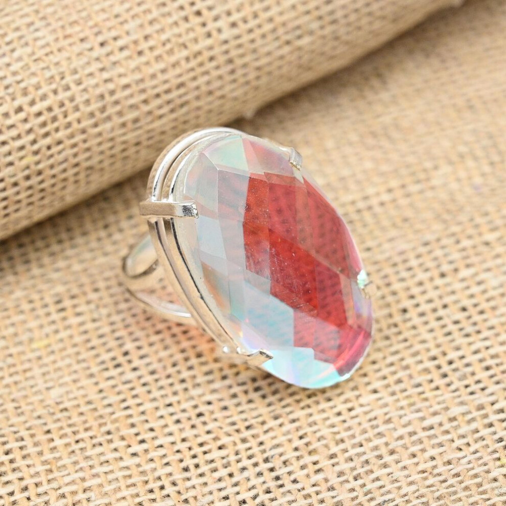 (white, 5.5) 925 Sterling Silver Mystic Topaz Gemstone Handmade Pretty Jewelry Lavish Ring Gift For Women