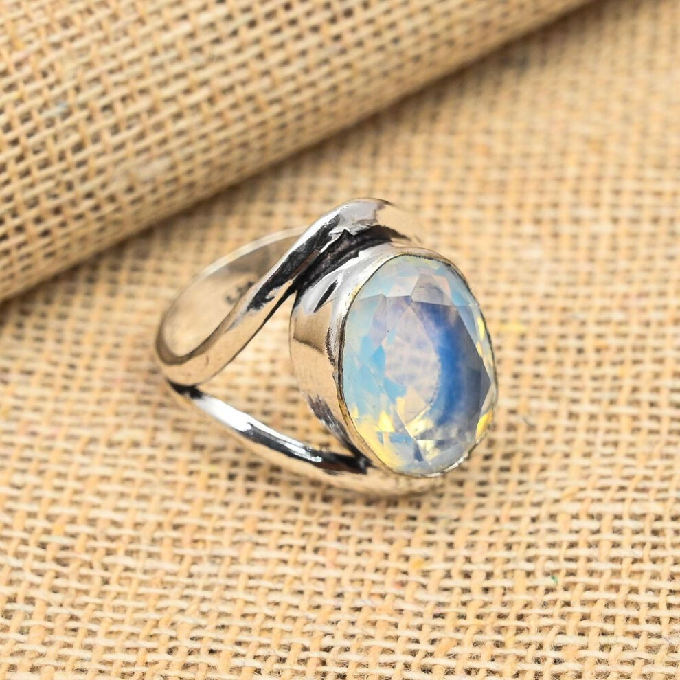 (white, 5) Milky Opal Gemstone 925 Solid Sterling Silver Handmade Jewelry For Wedding Gift