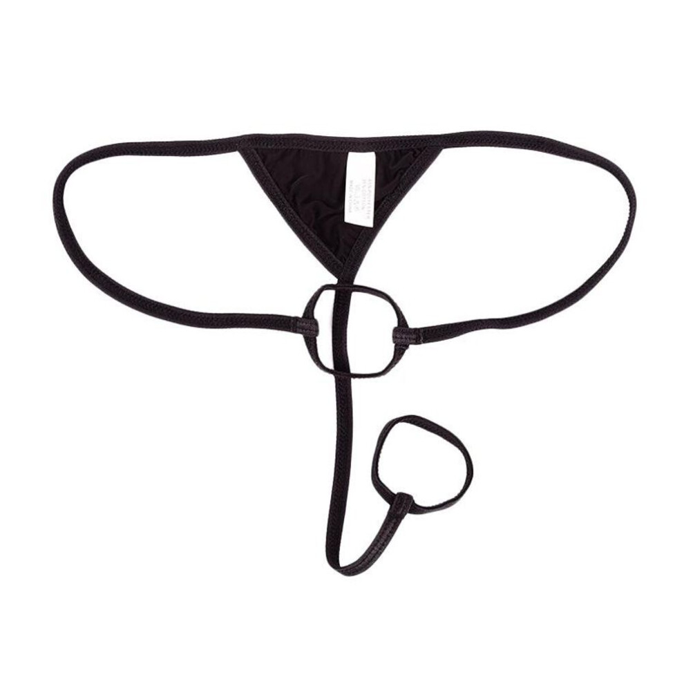(black) Men's Sexy Underwear Thong Double Circle Elastic T-back Bikini Style String