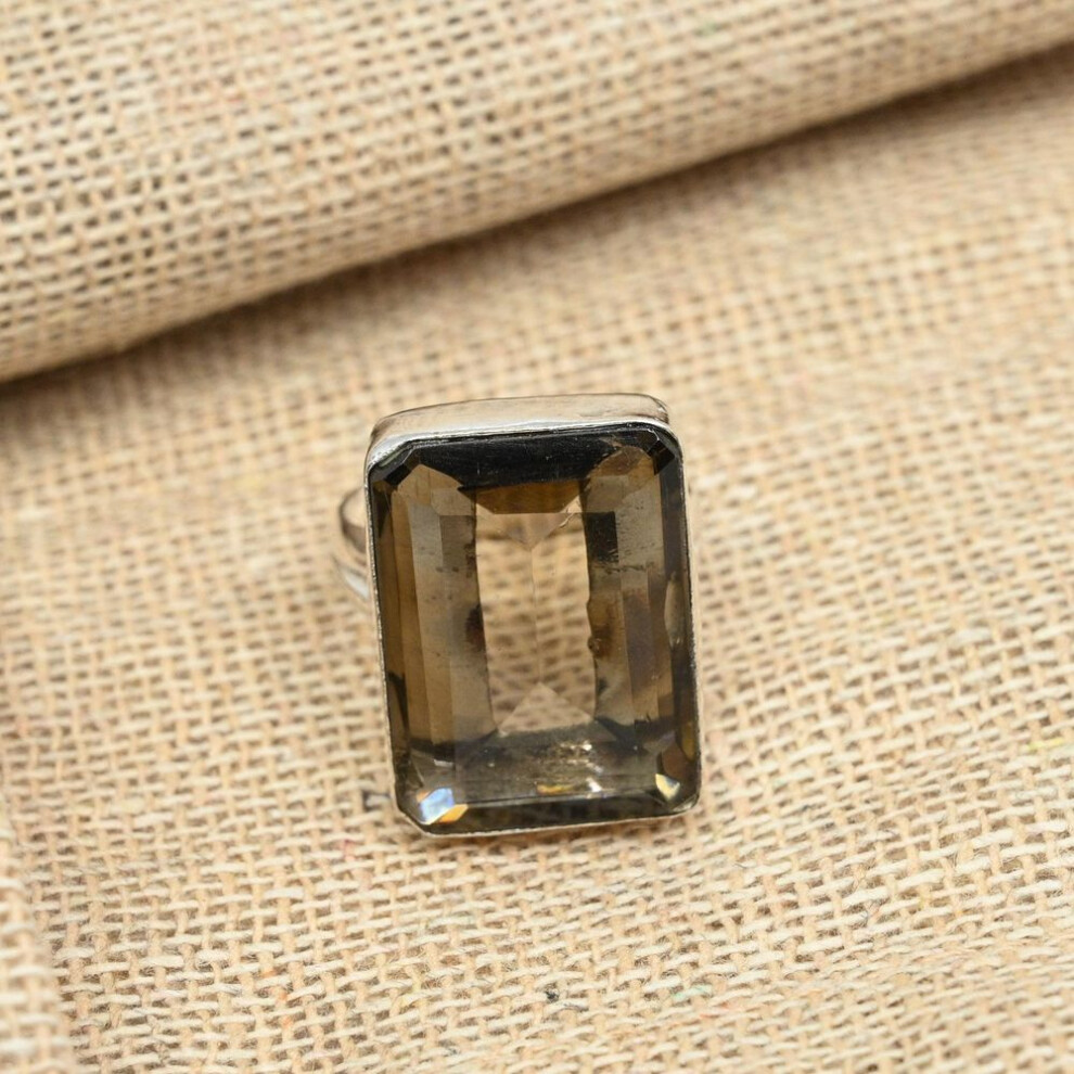 (brown, 9) Smoky Topaz Gorgeous Gemstone Solid 925 Sterling Silver Handmade Ring Jewelry All Size