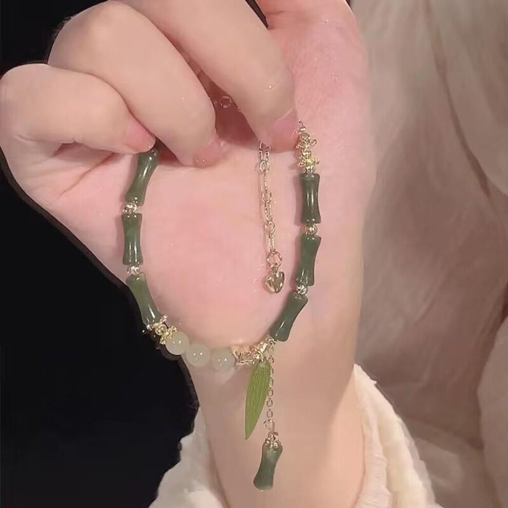 (1pc) Creative Green Bamboo Beads Bracelet Retro Chinese Style Simple  Bracelet