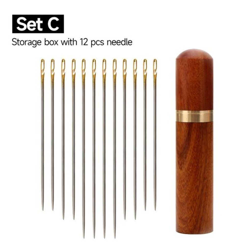 (as the picture, 12PCS Box) 12/36pcs Sewing Needles Multi-size Side Opening Stainless Steel Darning Sewing Household Hand Tools