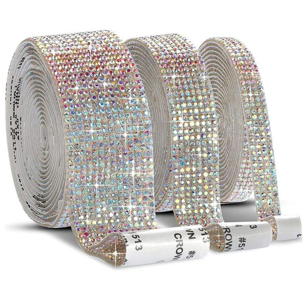 (multicolor, 6rows) 1yard Dly Diamond Ribbon Self-adhesive Crystal Rhinestone Decoration Gemstone Sticker Bling