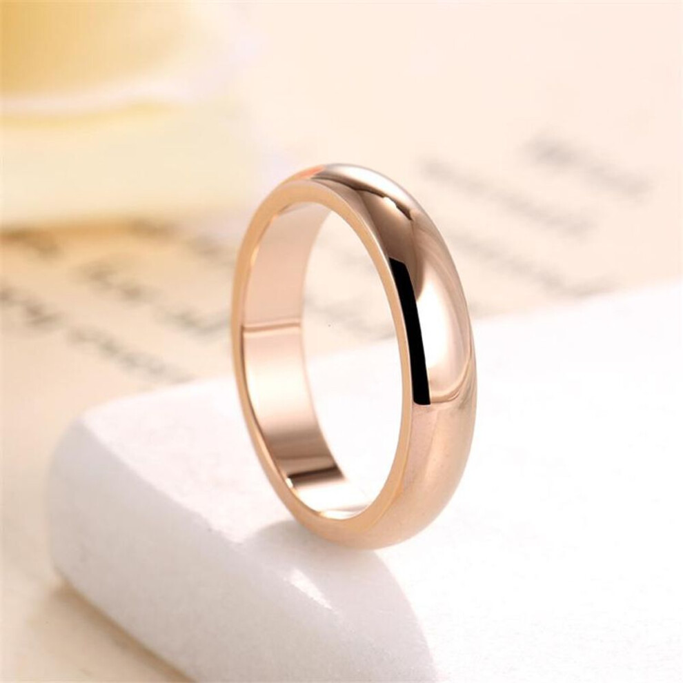 (rose gold, 12) Fashion Stainless Steel Couple Ring Simple Smooth Rose Gold Titanium Steel Rings For Women