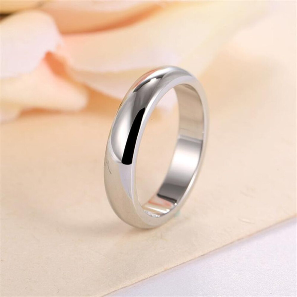 (silver, 6) Fashion Stainless Steel Couple Ring Simple Smooth Rose Gold Titanium Steel Rings for Women