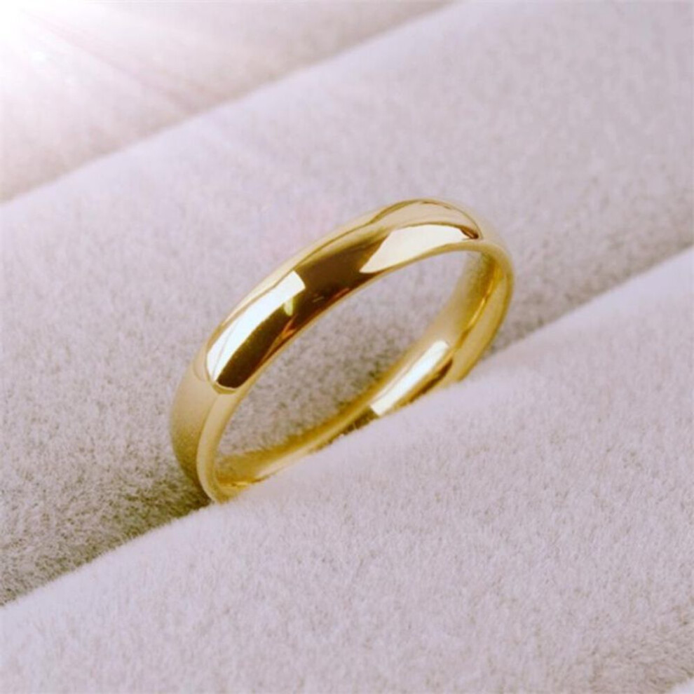 (gold, 5) Fashion Stainless Steel Couple Ring Simple Smooth Rose Gold Titanium Steel Rings For Women