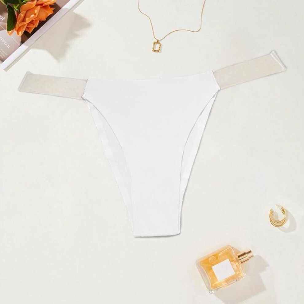 (white, S) Women Seamless Invisible Panty See-Through Waist Strap Sexy Thongs Xs S M L