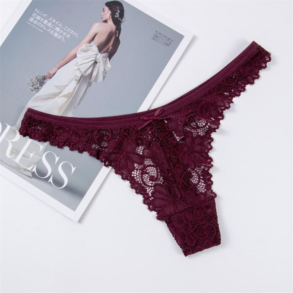 (wine red, M) lot Lace Panties Women Seamless Briefs Soft Lingerie Low-rise Hollow Underwear Tempting Thongs Female Underpants