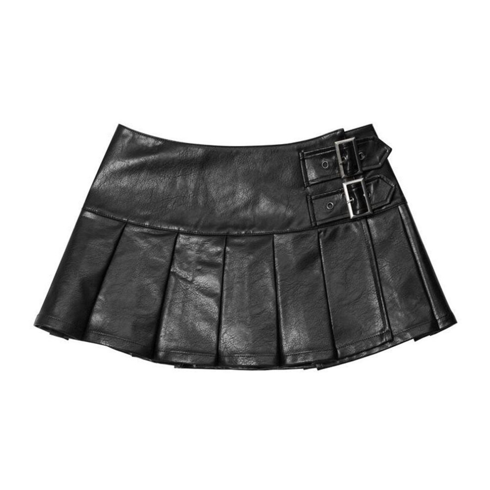 (black, Small) Nariele American High-waist Pleated A-line Miniskirt - Summer Slim Fit Hot Girl Style