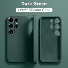 (dark green, Samsung S24 Ultra) Liquid Silicone Case for Samsung Galaxy S20 S21 S22 S23 FE S24 Ultra Plus Note 10 20 Ultra S10 A54 Full Body Camera Protect Case SQUARE Cover Silicon