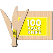 Zuvo Disposable Wooden Knives Pack of 100 Eco Friendly Biodegradable Birch Wood Cutlery for Dessert