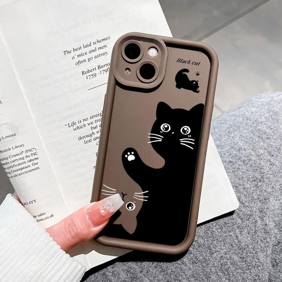 (brown, iPhone 14 Plus) Soft Silicone Phone Casing Full Cover Camera Shockproof Protection Case for iPhone Huawei Honor Samsung Xiaomi Redmi OPPO Realme Vivo Infinix Tecno