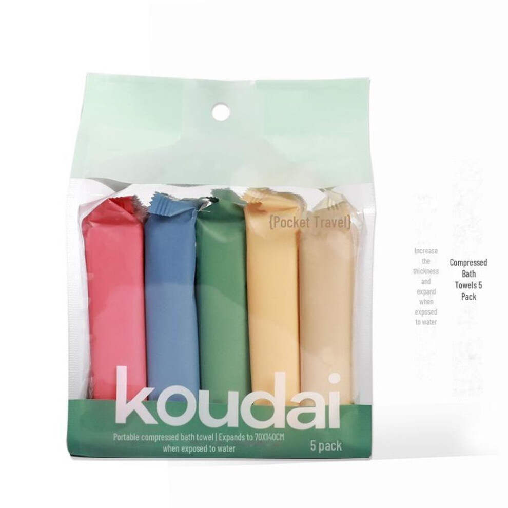(Compressed bath towel 1 pack (5 pieces)) "Travel Pocket 5-Pack Disposable Compressed Towels: Portable, Thick, Enlarged and Individually Packaged Towels
