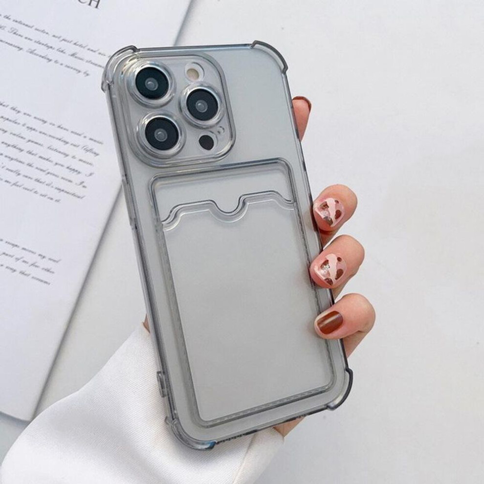 (black, iPhone 14 Pro) Shockproof Card Slot Silicone Soft Case Cover For iphone 16 Pro Max 15 14 13 12 Pro MAX 12 Pro 11 X XR XS 7 8 Plus Clear Mobile Phone Case