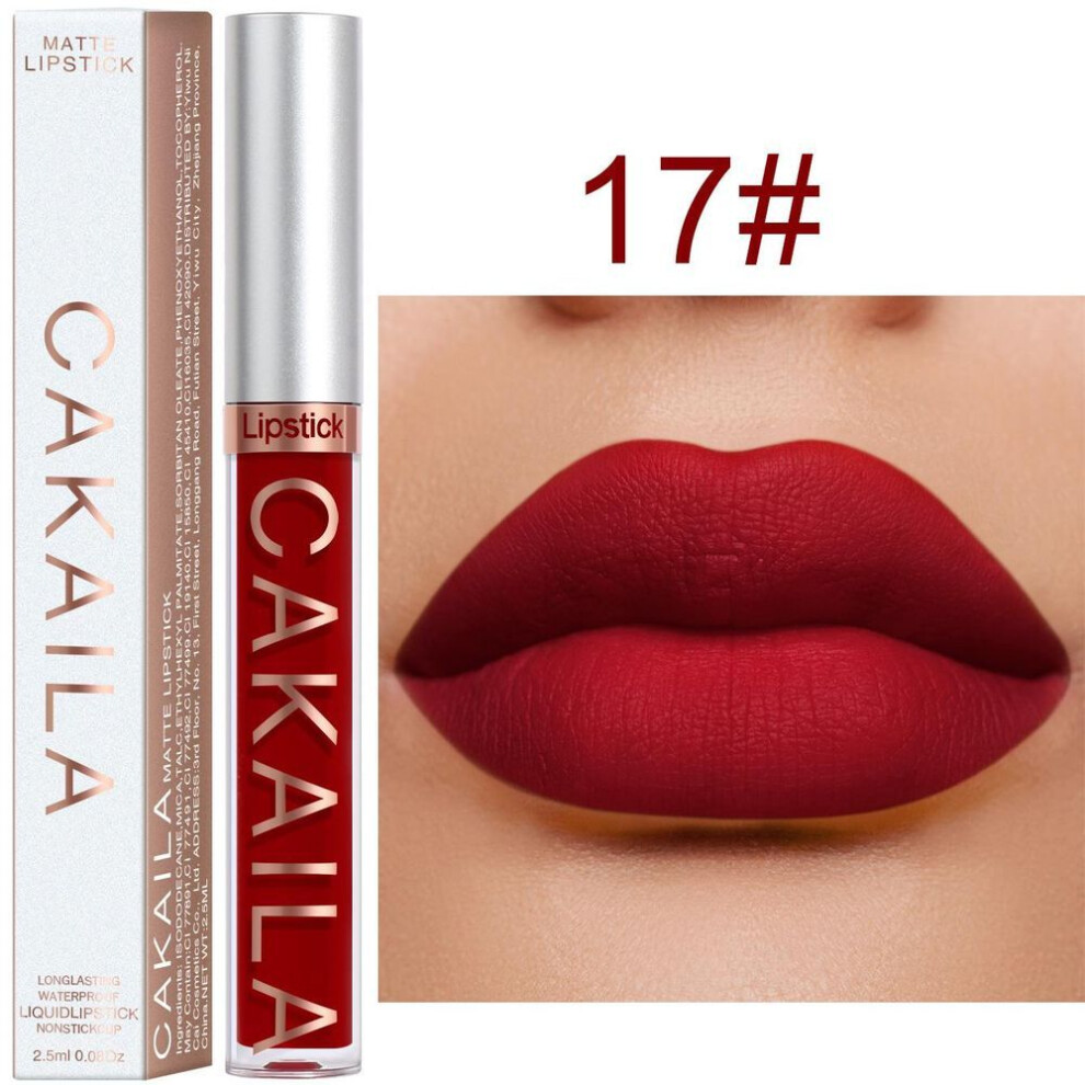(17#) Waterproof Liquid Lipstick Lip Glaze Matte Velvet Lipstick Lip Gloss Long Lasting Non-marking Red Makeup Cosmetic Nude