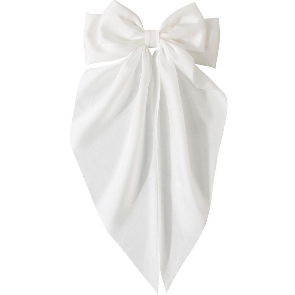(white) Hair Bows for Girls Ribbons Big Bow Girls Ribbon Hair Accessories for Kids Simple Solid Spring Clip Hair Pin