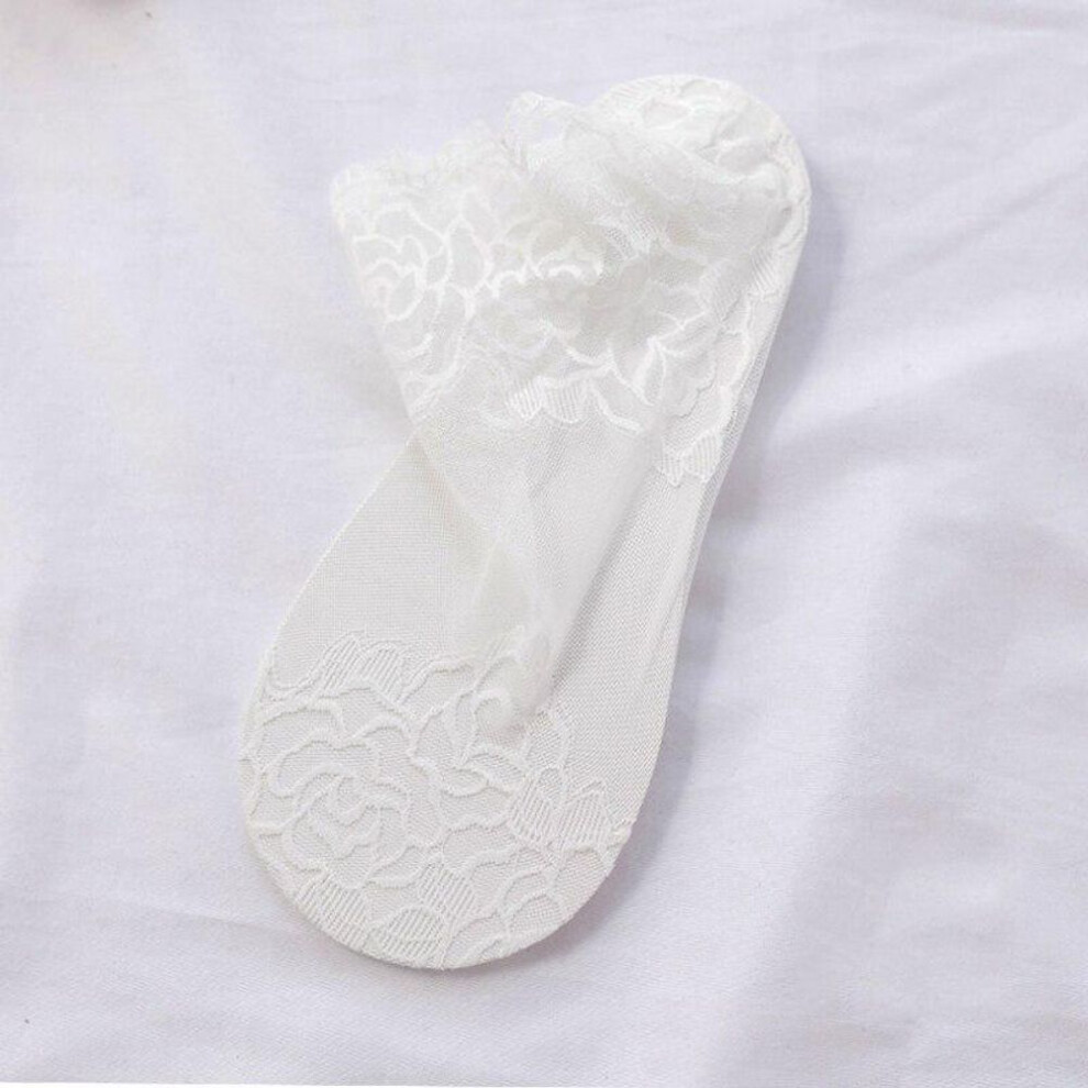 (white) 1 Pair Sexy Mesh Silk Women's Socks Ultra-thin Transparent Lace High Elasticity